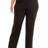 Women * | Flash Sale Kasper Plus Size Pull On Wide Leg Ponte Trouser Pants Chocolate Combo