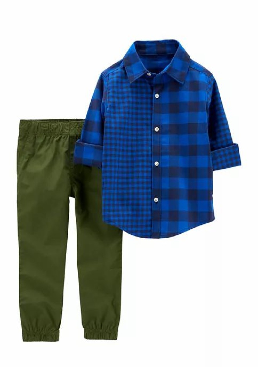 Sets * | Discount Carter'S Toddler Boys 2-Piece Plaid Button-Front Shirt & Pant Set Assorted (