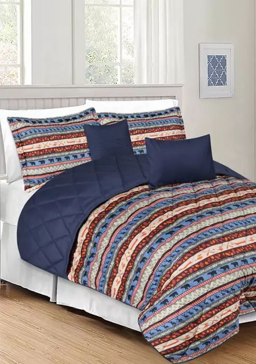 Bed & Bath * | Budget Modern. Southern. Home. Lodge Stripe 3-Piece Quilt Set Navy