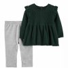 Kids * | Discount Carter'S Baby Girls 2 Piece Forest Green Set Green (300