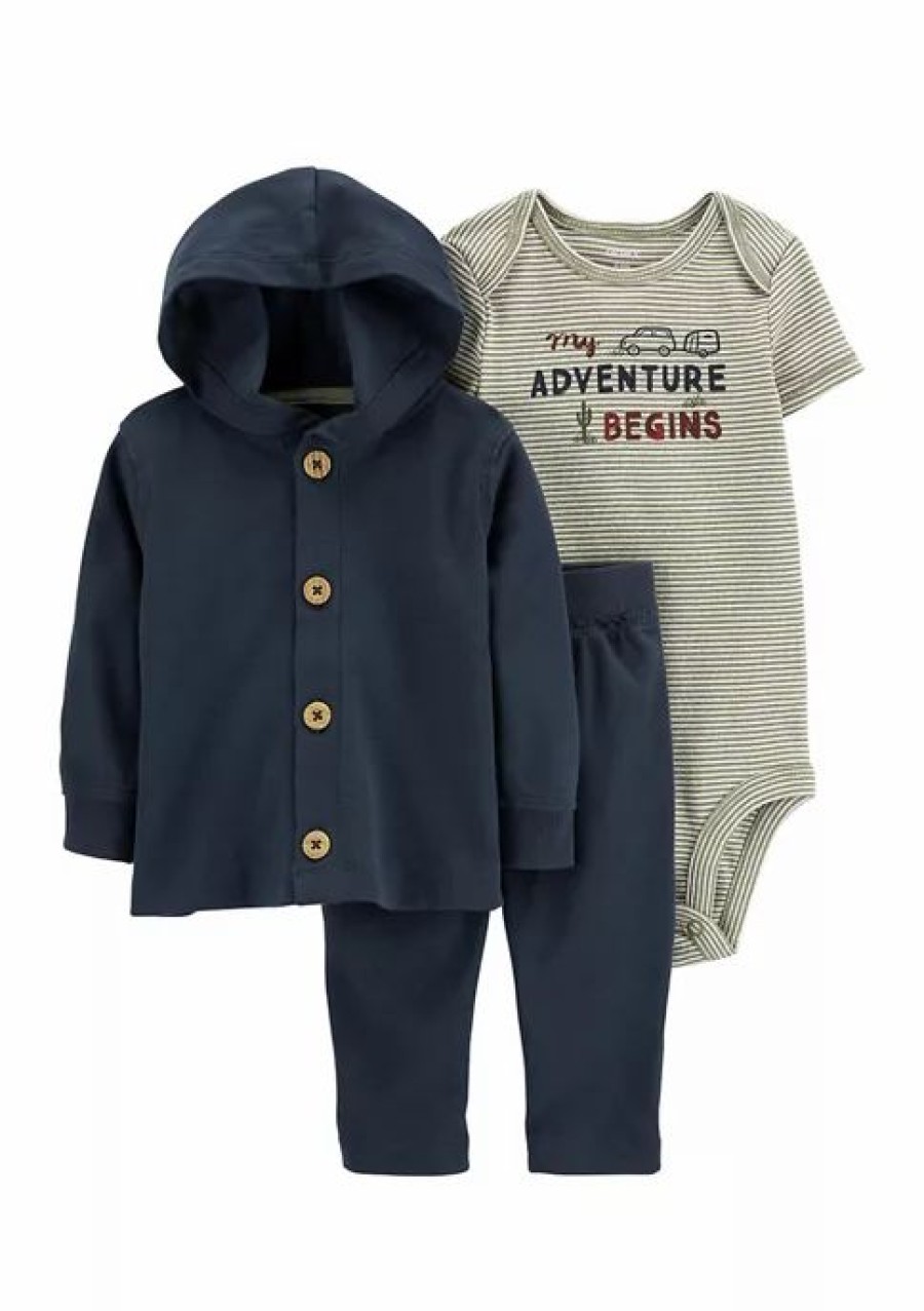 Kids * | Best Deal Carter'S Baby Boys 3-Piece Little Cardigan Set Navy