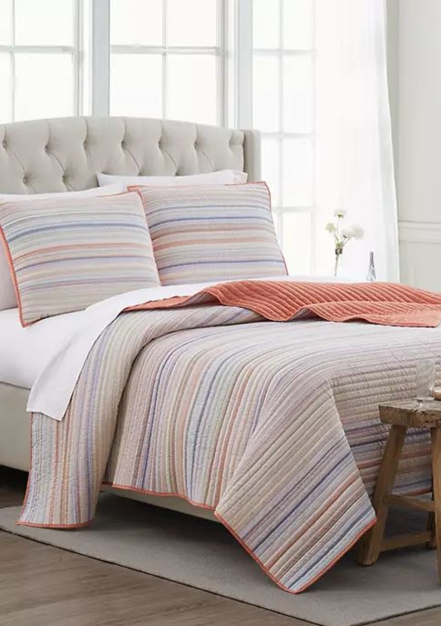 Bed & Bath * | New Modern. Southern. Home. Water'S Edge Stripe Mini Set Coral Multi