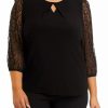 Women * | Budget Kasper Plus Size 3/4 Sleeve Lace Top Black