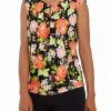 Women * | Best Reviews Of Kasper Women'S Keyhole Cap Sleeve Printed Blouse Black/Papaya Combo