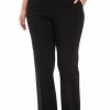 Women * | Deals Kasper Plus Size Pull On Faux Fly Wide Leg Ponte Trousers