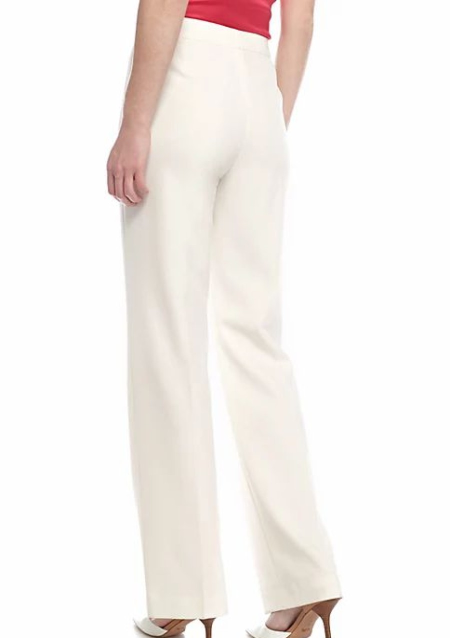 Women * | Wholesale Kasper Women'S Solid Trousers Vanilla Ice