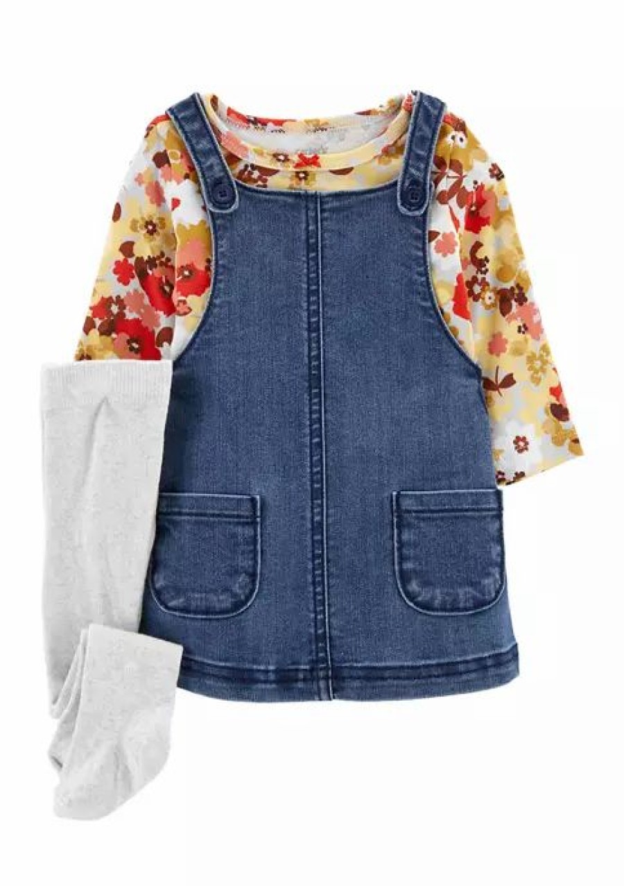 Kids * | Hot Sale Carter'S Baby Girls Printed Dress Set Denim