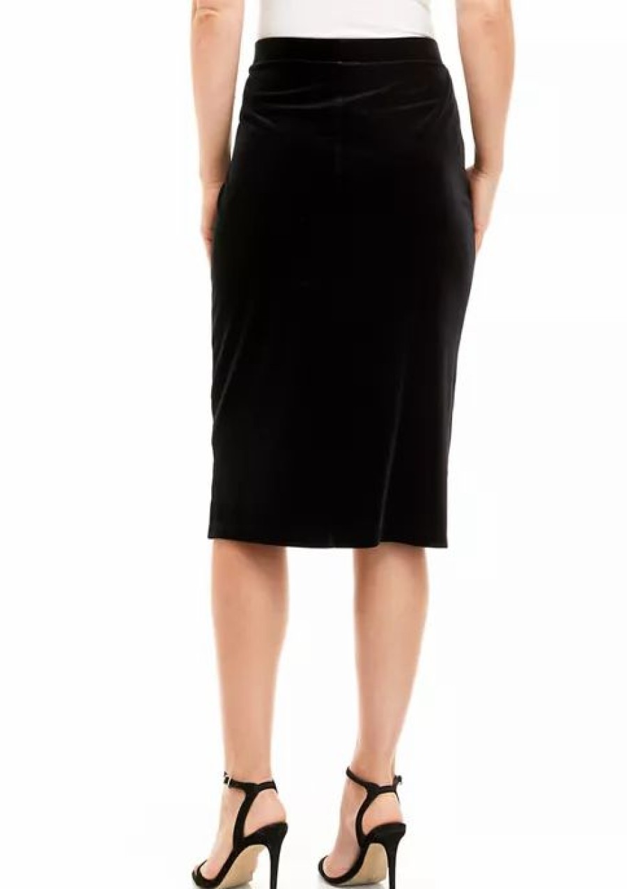 Women * | Best Sale Kasper Women'S Velvet Pencil Skirt Black