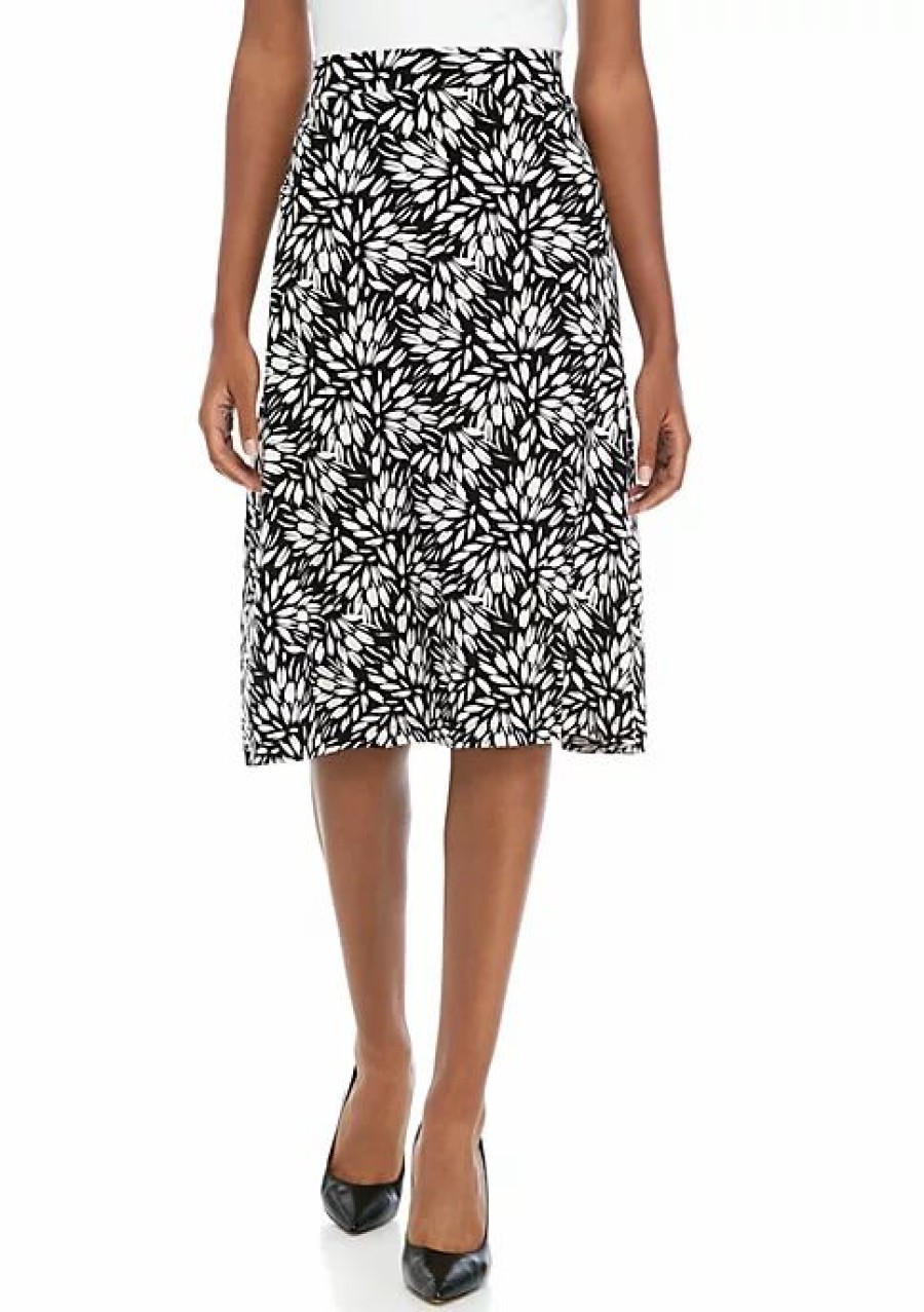 Women * | Cheapest Kasper Petite Sunburst Print Skirt Black Multi