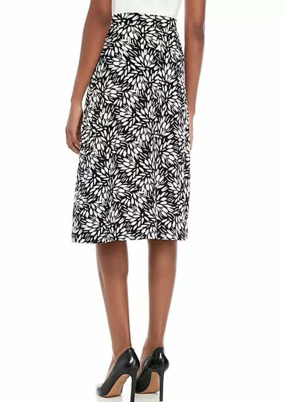 Women * | Cheapest Kasper Petite Sunburst Print Skirt Black Multi