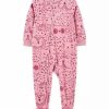 Kids * | Buy Carter'S Baby Girls 1-Piece Owl Fleece Footie Pjs Print