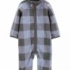 Kids * | Cheapest Carter'S Baby Boys Plaid Fleece Jumpsuit Plaid (981