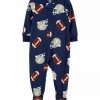 Kids * | Hot Sale Carter'S Toddler Boys One Piece Football Fleece Footie Pajamas Print