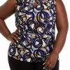 Women * | Cheap Kasper Plus Size Circle Print Keyhole Top Royal Blue/Marigold