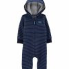 Kids * | Outlet Carter'S Baby Boys Zip-Up Hooded Fleece Jumpsuit Blue (420)