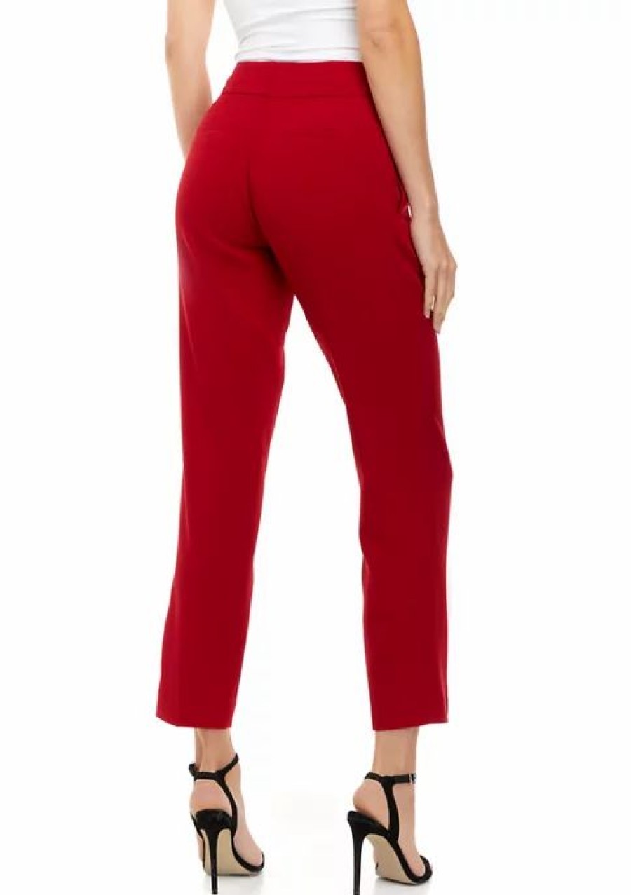 Women * | Discount Kasper Women'S Slim Unlined Crepe Pants Fire Red