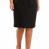 Women * | Budget Kasper Plus Size Slim Pull On Zipper Front Ponte Skirt Black