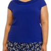 Women * | New Kasper Plus Size Cowl Neck Top Royal Blue