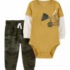 Kids * | Best Pirce Carter'S Baby Boys 2-Piece Construction Bodysuit Pant Set Yellow (70