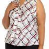 Women * | Budget Kasper Plus Size Sleeveless Tie Front Windowpane Woven Blouse Vanilla Ice Multi