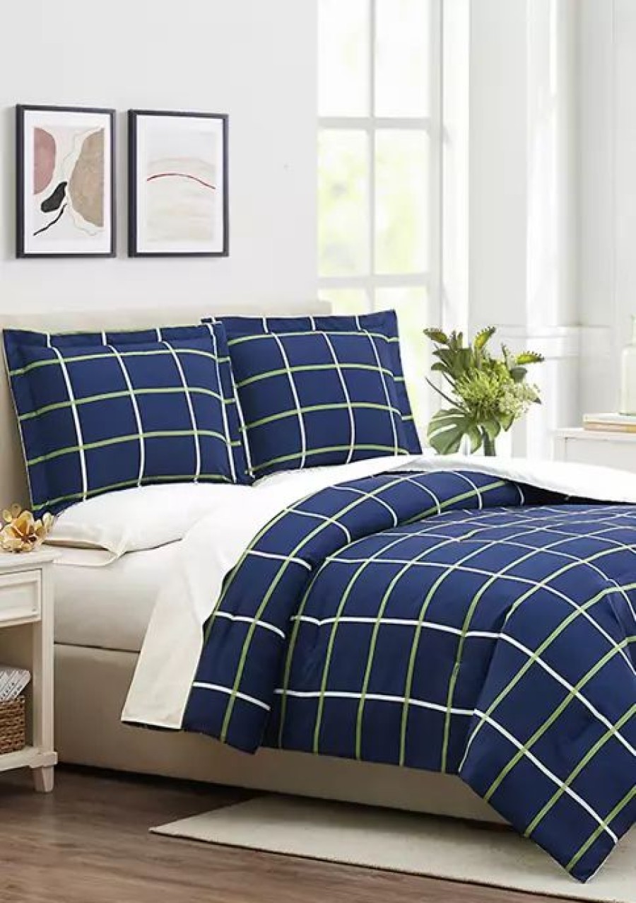 Bed & Bath * | Top 10 Modern. Southern. Home. Microfiber Comforter Set Navy Plaid