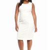 Women * | Best Deal Kasper Plus Size Solid Sheath Dress Vanilla Ice