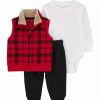 Kids * | Best Deal Carter'S Baby Boys Buffalo Check Vest Set Plaid