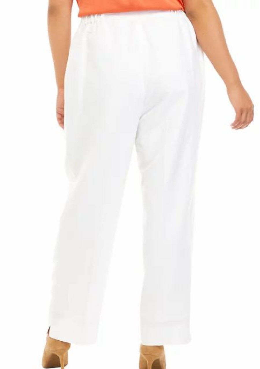 Women * | Coupon Kasper Plus Size Buckle Wide Leg Pants Lily White