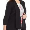 Women * | Outlet Kasper Plus Size Shawl Collar Flyaway Jacket Black