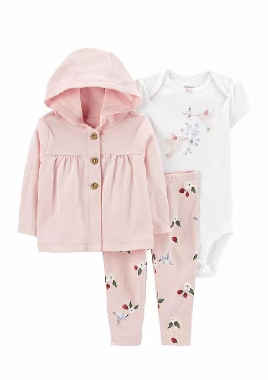 Kids * | Coupon Carter'S Baby Girls 3-Piece Little Cardigan Set Pink