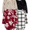 Kids * | Budget Carter'S Baby 4-Pack Holiday Long-Sleeve Bodysuits Assorted (