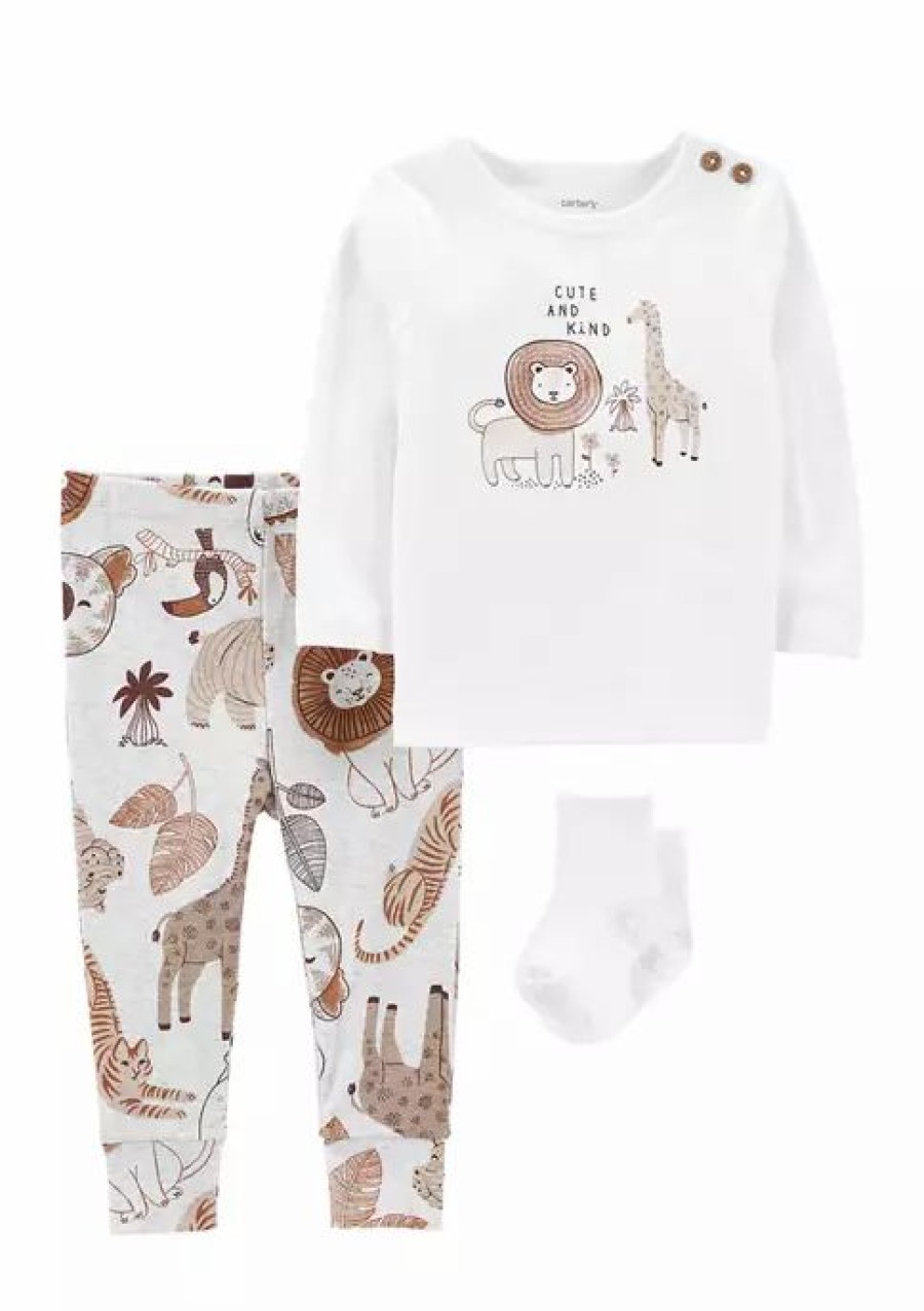 Kids * | Cheapest Carter'S Baby 3-Piece Safari Animals Outfit White (100