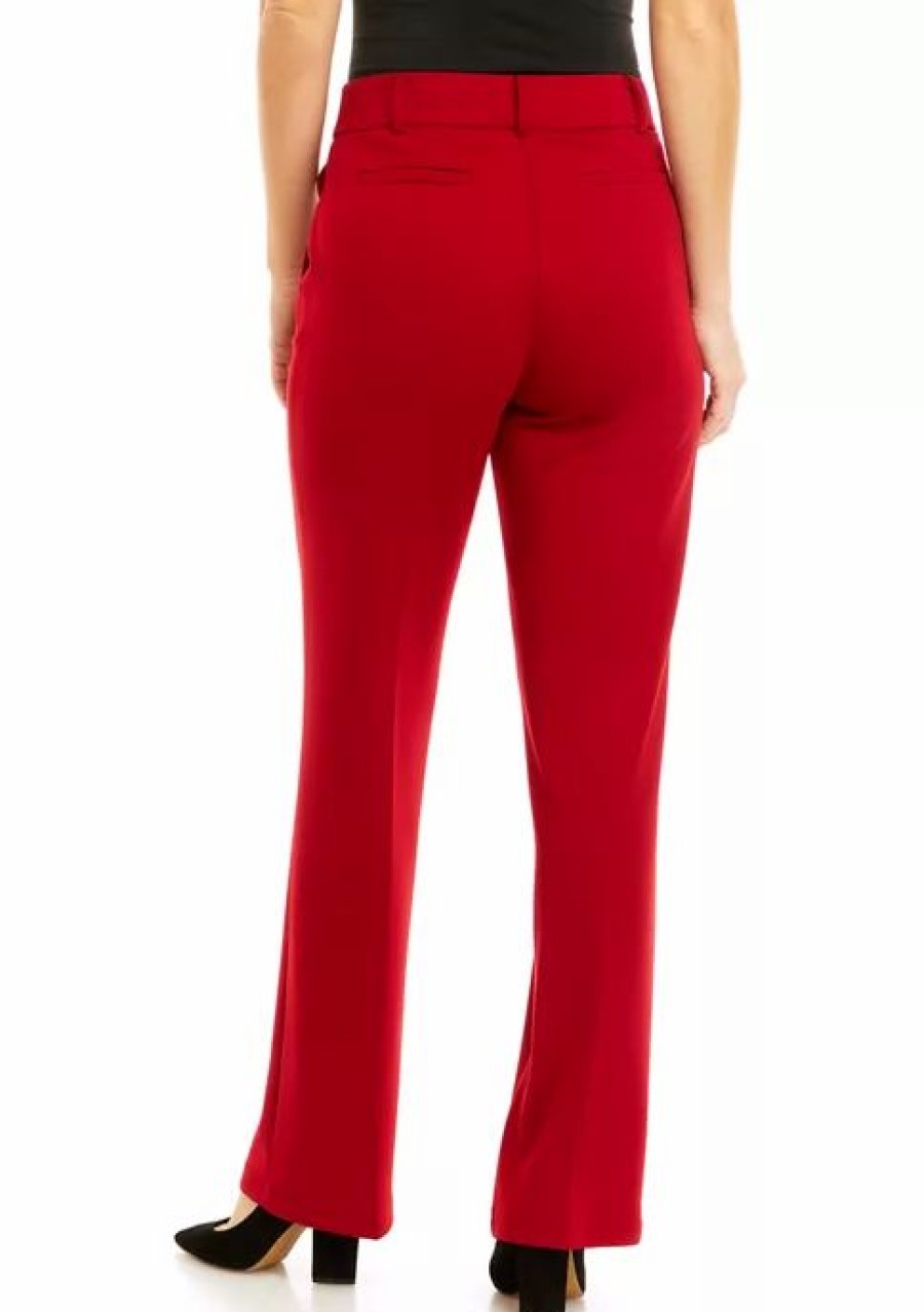 Women * | Deals Kasper Petite Pull On Faux Fly Wide Leg Ponte Trouser Fire Red