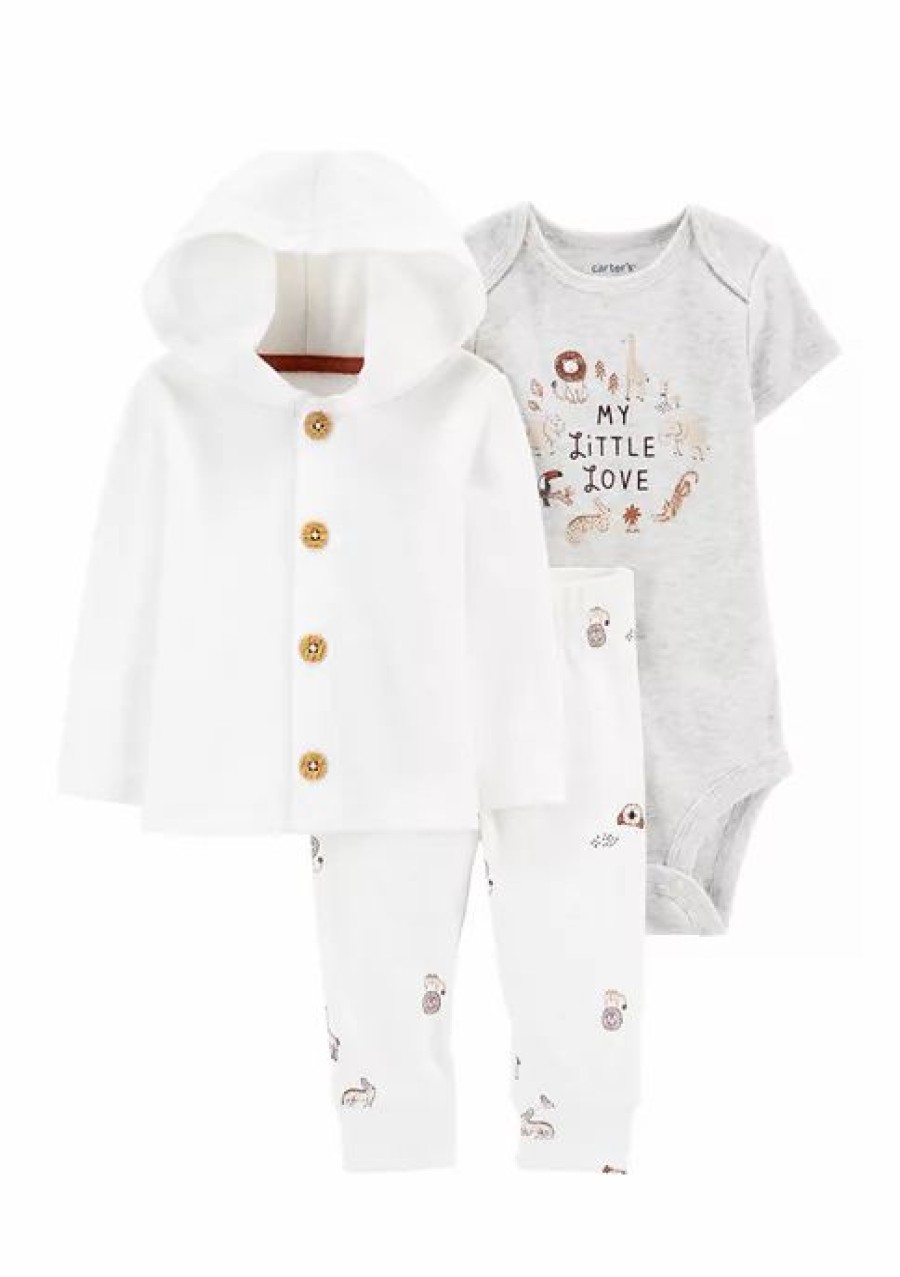 Kids * | Coupon Carter'S Baby 3-Piece Little Love Cardigan Set White (100