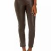 Women * | Brand New Kasper Women'S Pull On Slim Ankle Faux Leather Pants Chocolate