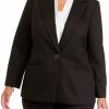 Women * | Best Deal Kasper Plus Size Long Sleeve Notch Collar One Button Jacket Chocolate Combo