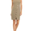 Women * | Promo Kasper Women'S Sleeveless Asymmetrical Button Dress Cypress Grey