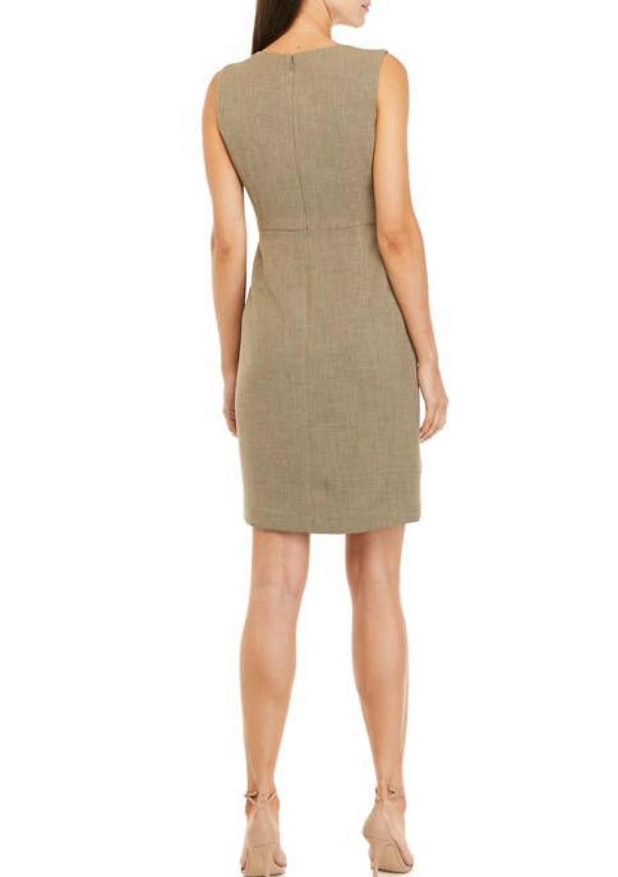 Women * | Promo Kasper Women'S Sleeveless Asymmetrical Button Dress Cypress Grey