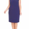 Women * | New Kasper Plus Size Sleeveless Split Neck Sheath Dress Kasper Navy