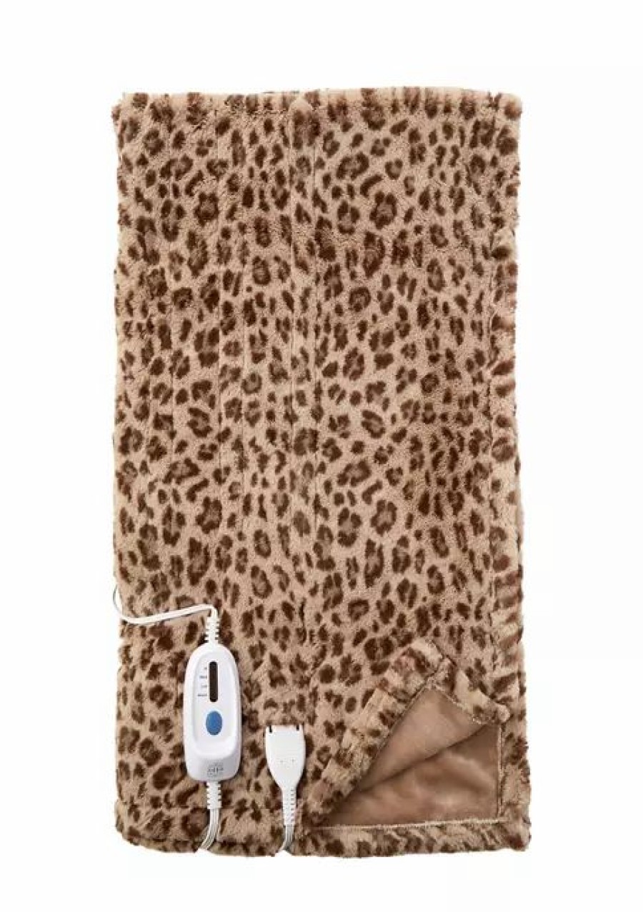 Bed & Bath * | Brand New Modern. Southern. Home. Heated Faux Fur Throw Blanket Cheetah