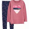 Kids * | Brand New Carter'S Girls 4-6X Heart Print Leggings Set Assorted