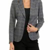 Women * | Coupon Kasper Women'S Long Sleeve Plaid Two Button Jacket Royal Blue Combo