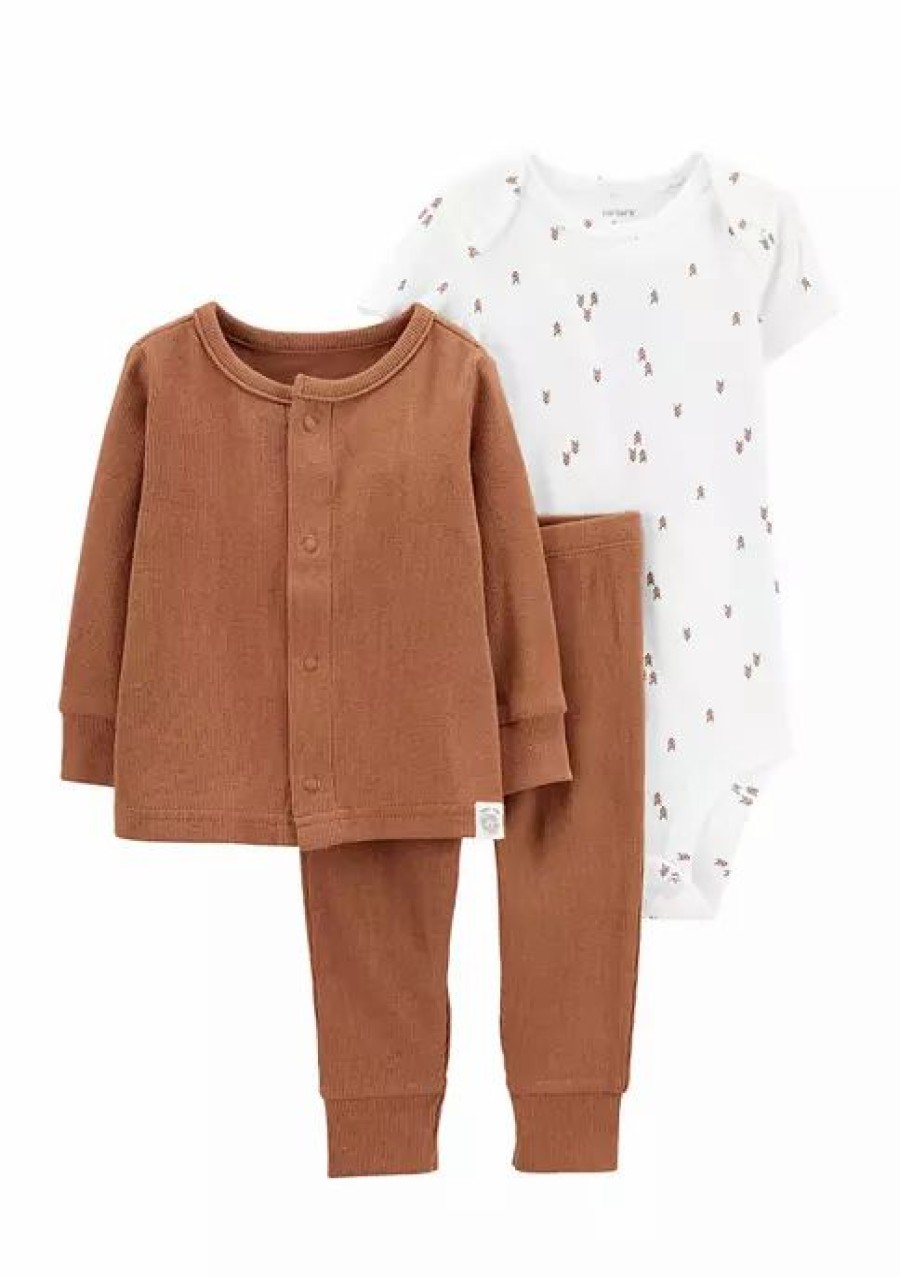 Kids * | Coupon Carter'S Baby 3-Piece Little Cardigan Set Brown