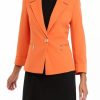 Women * | Top 10 Kasper Women'S 3/4 Sleeve Notch Collar Crepe Jacket Papaya