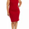 Women * | Brand New Kasper Plus Size Sleeveless Sheath Dress With Cut Out Fire Red