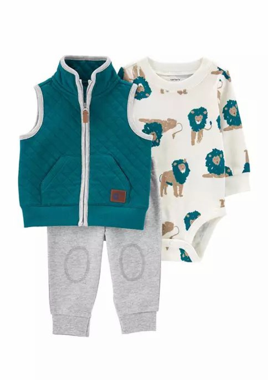 Kids * | Discount Carter'S Baby Boys 3 Piece Little Vest Set Teal (446)