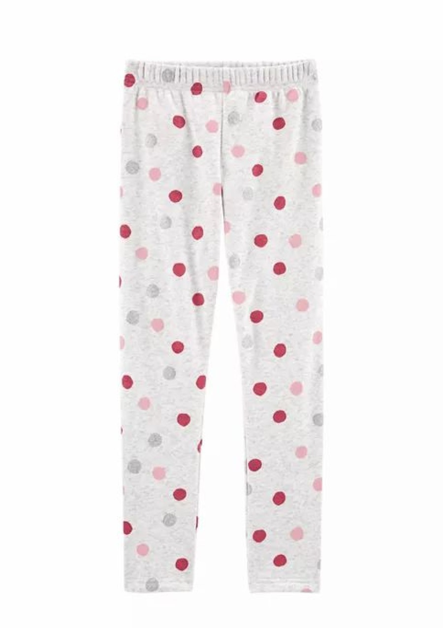 Kids * | Cheapest Carter'S Girls 7-16 Polka Dot Cozy Leggings Grey Dot