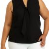 Women * | Best Reviews Of Kasper Plus Size Sleeveless Tie Front Blouse