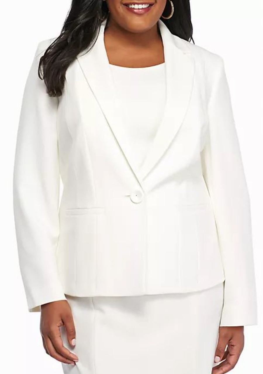 Women * | Outlet Kasper Plus Size Single Button Jacket