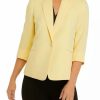 Women * | Top 10 Kasper Women'S 3/4 Sleeve Roll One Button Jacket Pale Yellow